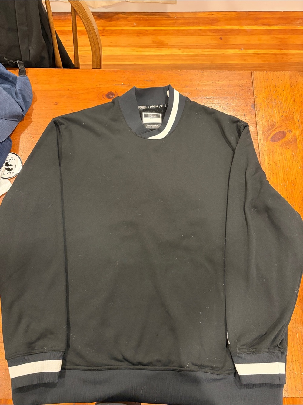 adidas Black Crewneck Sweatshirt with White Trim Accents